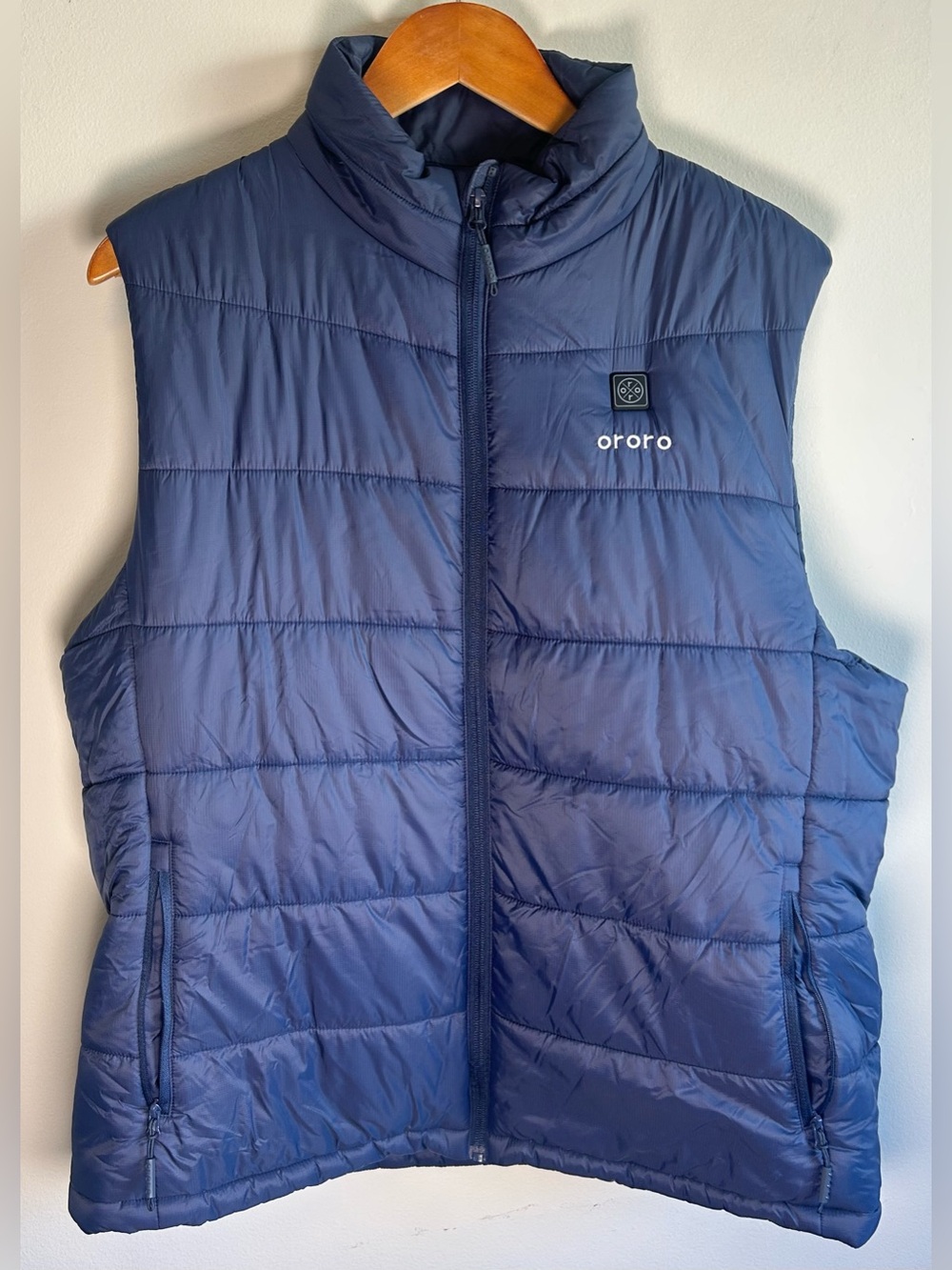 Ororo Classic Vest Mens L Navy Blue Sleeveless 4-zone Heated W/Battery Insulated